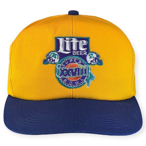 Vintage K Products Super Bowl XXVIII Lite Beer Yellow Hat Snap Back‎ Adjustable - Picture 1 of 6